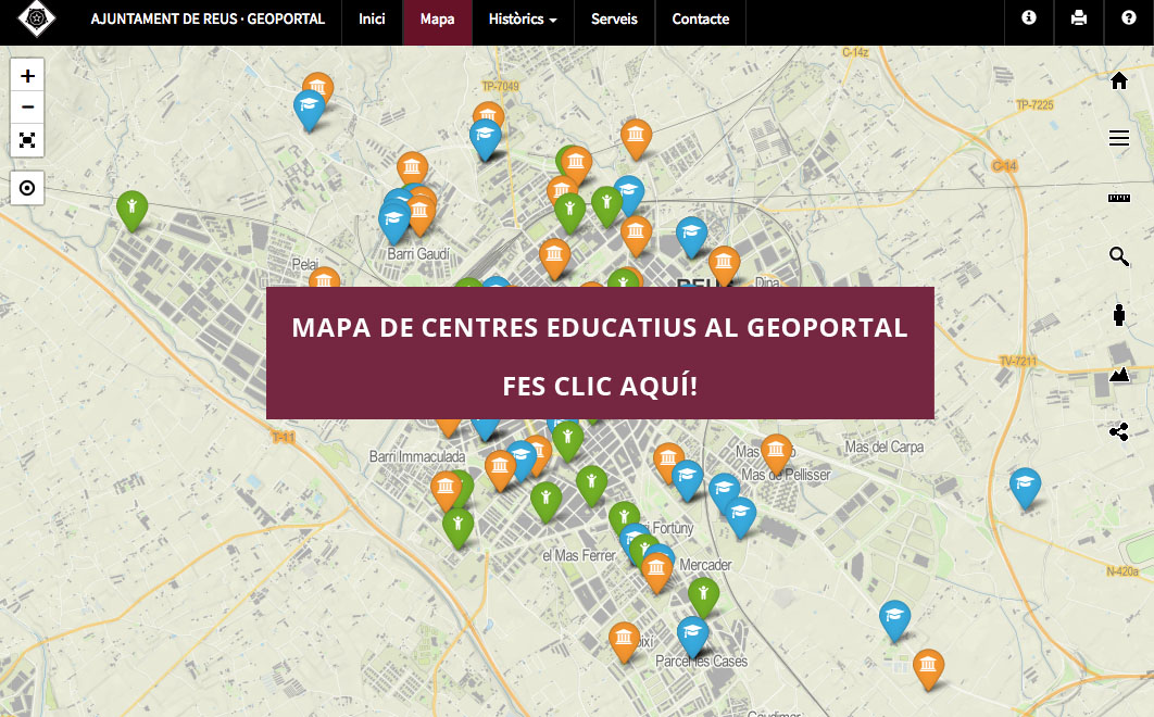Mapa de centres educatius al Geoportal
