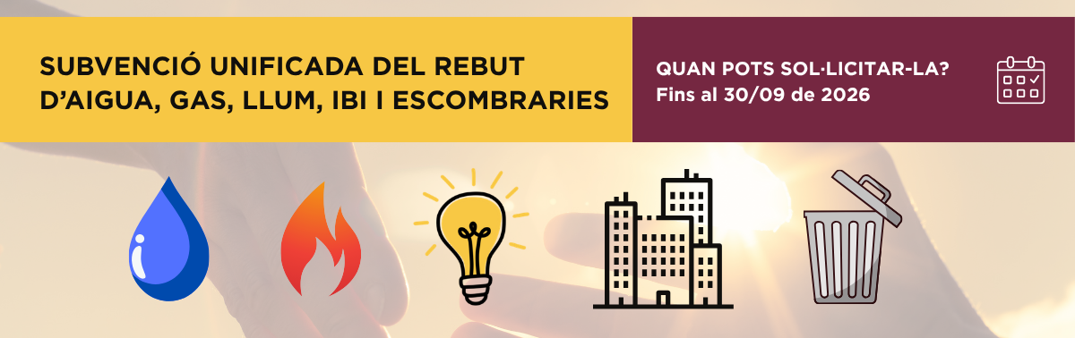 Accedeix a Subvenció unificada rebut aigua gas llum ibi i escombraries