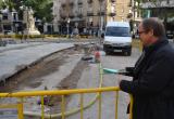 Foto de les obres a la plaça de Catalunya