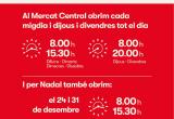 Horaris Mercat Central festes Nadal