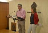 Foto de la roda de premsa de presentació de la programació, amb el regidor Joaquim Sorio i la directora del Museu, Anna Figue