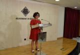 Imatge regidora Montserrat Vilella durant roda premsa subvencions menjador escolar curs 2018-2019 Imatge regidora Montserrat Vilella durant roda premsa subvencions menjador escolar curs 2018-2019