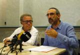 Imatge de la roda de premsa de balanç del COS 2014, amb Joaquim Sorio i Lluís Graells