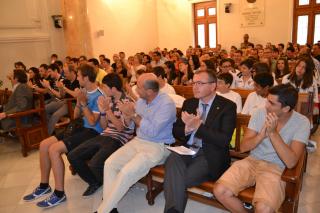 Recepció institucional als equips de bàsquet Puigcerver-Salle-Ploms 