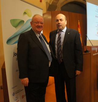 El regidor Sebastià Domènech amb el president dels Special Olympic de Catalunya, Josep Pijoan.