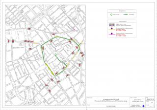 Plànol de les afectacions al trànist amb motiu de la processó del Sant Enterrament