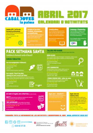Calendari activitats abril 2017 Casal de Joves