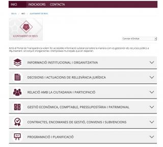 Captura de pantalla del portal Reus Transparència