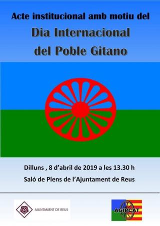 Cartell de l'acte institucional del Dia del Poble Gitano a Reus 2019