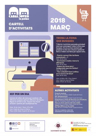 Cartell activitats març 2018 Casal de Joves