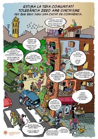 L’Ajuntament edita un cartell en format còmic per promoure la convivència a les comunitats de veïns de la ciutat