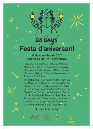 Cartell festa 25è aniversari Drac de Reus
