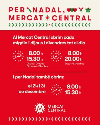 Horaris Mercat Central festes Nadal