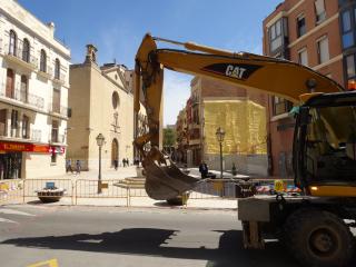 Foto de les obres a la plaça de la Sang