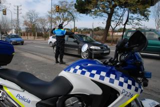 Foto d'un control de trànsit de la Guàrdia Urbana