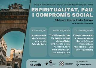 Cartell del Cicle Espiritualitat, pau i compromís social a la Biblioteca Xavier Amorós