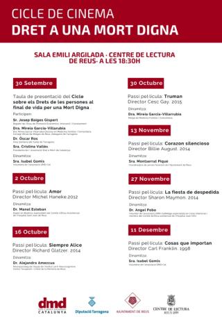 Cartell del cicle de cinema Dret a una mort digna