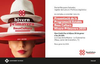 Targetó d'invitació a la presentació del llibret de programació cultural de ReusCultura