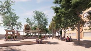 Imatge virtual del projecte de naturalització del pati de l'escola Eduard Toda