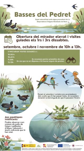 Cartell visites a les Basses del Pedret els dissabtes de tardor