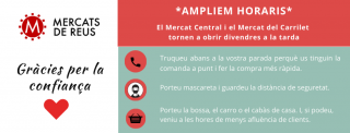 Cartell nous horaris dels Mercats de Reus