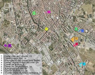 Plànol dels solars objecte de consultes al mercat per a la construcció d'habitatge social i dotacional