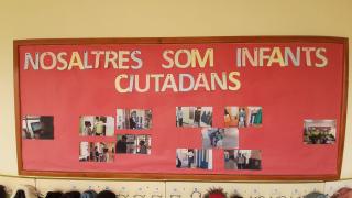 Roda de premsa d'Infants Ciutadans a l'Escola Misericòrdia