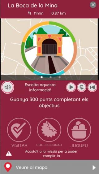 Capura de pantalla de l'app Rutes Reus sobe la Boca de la Mina