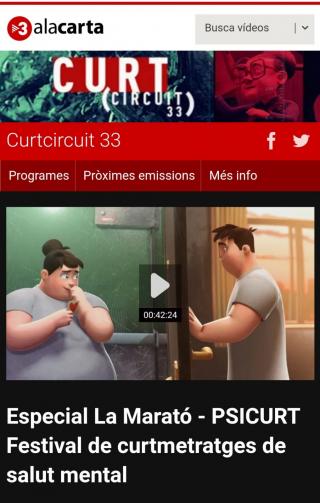 Web de TV3 amb la col·laboració amb el Psicurt