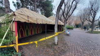 Muntatge recollida cartes del reis de l'Orient al parc de Sant Jordi