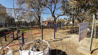 Obres d'instal·lació del parc de cal·listènia a Mas Iglesias
