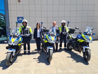 Motocicletes amb la nova imatge corporativa de la Guàrdia Urbana
