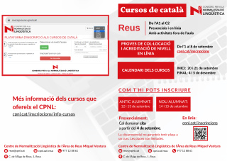 Dícptic nous cursos de català a Reus