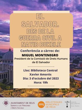 Cartell de la xerrada del director de la Comissió de Drets Humans d'El Salvador