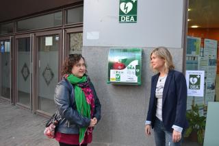 Imatge de la presentació del desfibril·lador instal·lat al Centre Cívic del Carme gràcies als Pressupostos participatius 2018