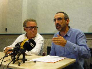 Imatge de la roda de premsa de balanç del COS 2014, amb Joaquim Sorio i Lluís Graells