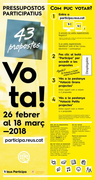 Cartell votació projectes Pressupostos participatius Reus 2018