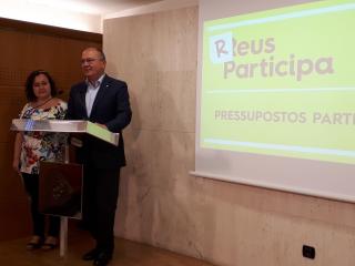 Imatge alcalde i regidora Participació presentació estat projectes Pressupostos participatius Reus 2018