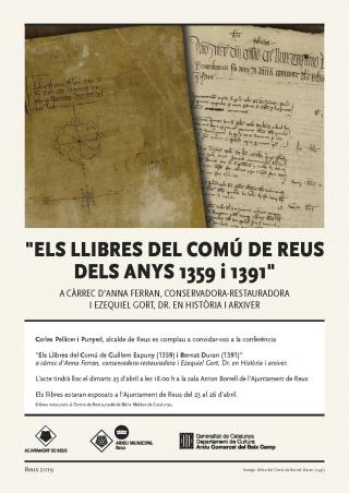 Cartell actes Arxiu de Reus a l'entorn de Sant Jordi 2019