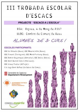 Cartell de la trobada escolar d'escacs 2017 a Reus
