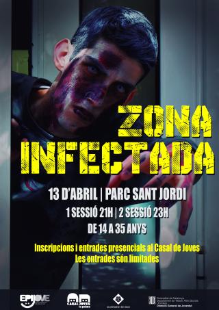 Cartell de l'activitat Zona Infectada que es farà el 13 d'abril al parc de Sant Jordi