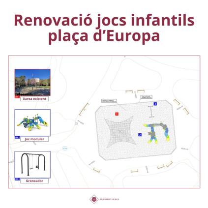 Accedeix a Plànol del projecte de renovació dels jocs infantils de la plaça d'Europa