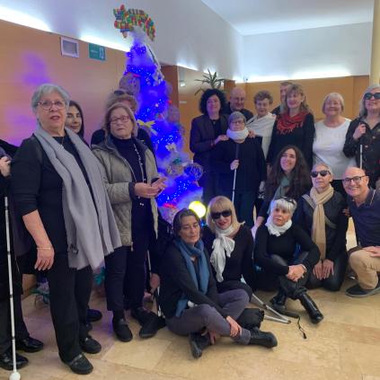Membres de l'ONCE amb l'arbre de Nadal Accedeix a Membres de l'ONCE amb l'arbre de Nadal
