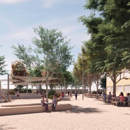 Accedeix a Imatge virtual del projecte de naturalització del pati de l'escola Eduard Toda