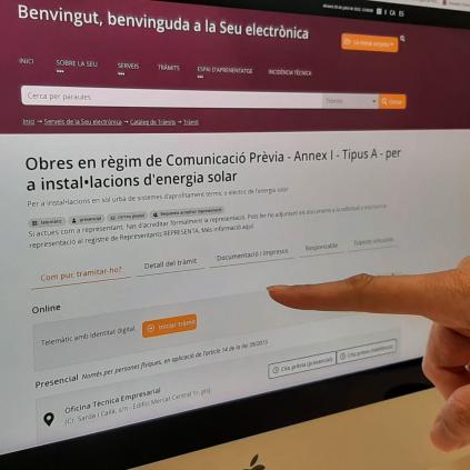 Tràmit telemàtic per sol·licitar obres per a instal·lacions d'energia solar Accedeix a Tràmit telemàtic per sol·licitar obres per a instal·lacions d'energia solar