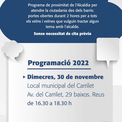 Cartell Converses amb l'alcalde Barri Carrilet Accedeix a Cartell Converses amb l'alcalde Barri Carrilet