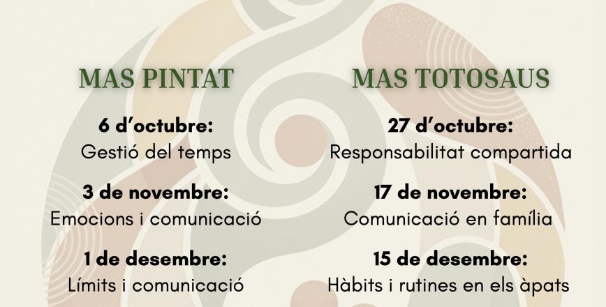 Cartell dels tallers de parentalitat positiva del SOAF