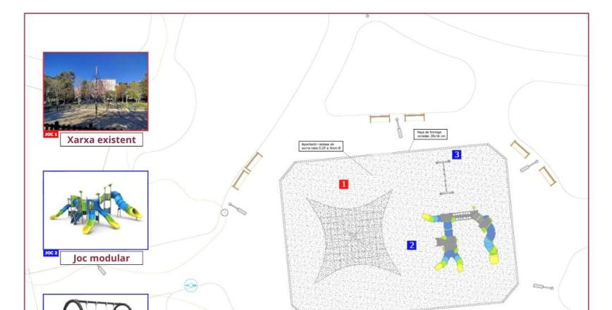Plànol del projecte de renovació dels jocs infantils de la plaça d'Europa