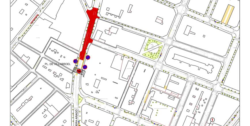 Plànol d'afectacions al trànist per la construcció d'una rotonda a la Riera d'Aragó