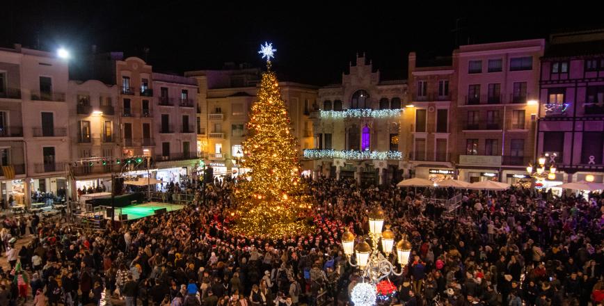 Plaça Mercadal Nadal 2022 arbre encès